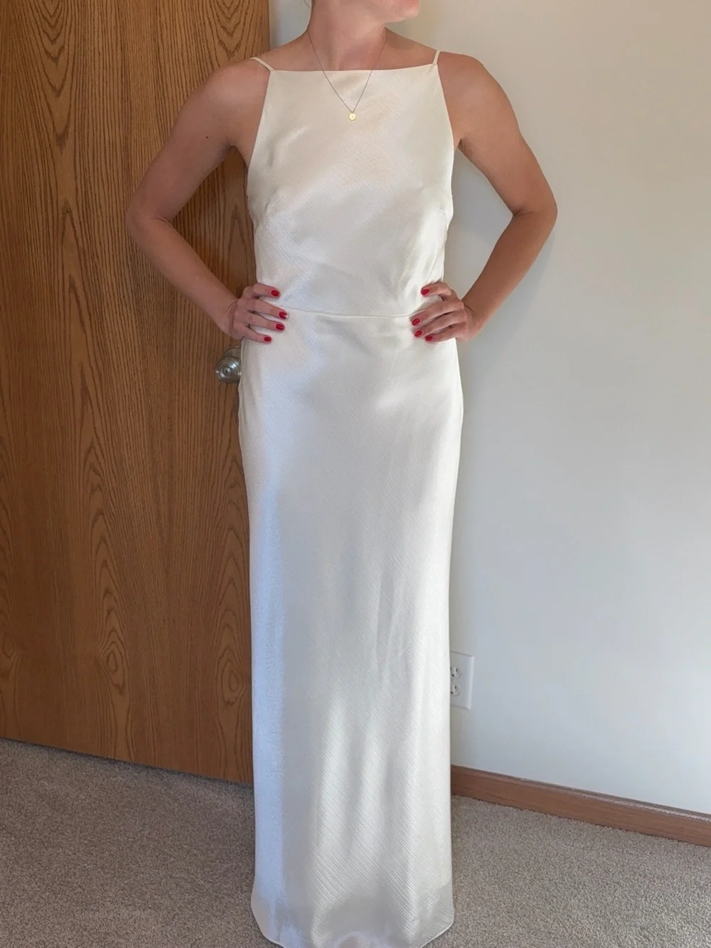Abercrombie & Fitch Ivory Satin Maxi Dress
